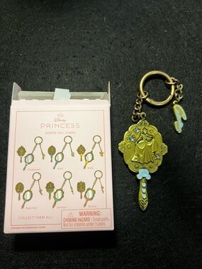 Disney Princess Gold and Light Blue Cinderella Mirror Keychain Charm.